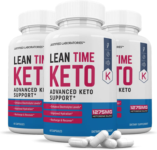 3 Pack Lean Time Keto Pills 1275MG with Apple Cider Vinegar & Green Tea - 180 Capsules