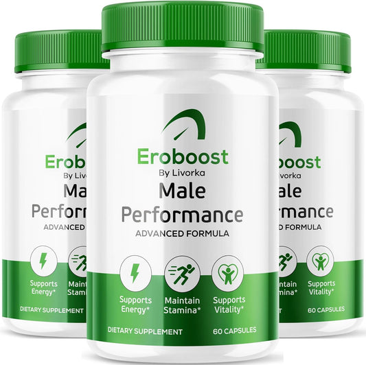 3 Pack LIVORKA EroBoost Supplement for Men - 180 Capsules for 3 Months - Official Ero Boost Pills, Advanced Formula