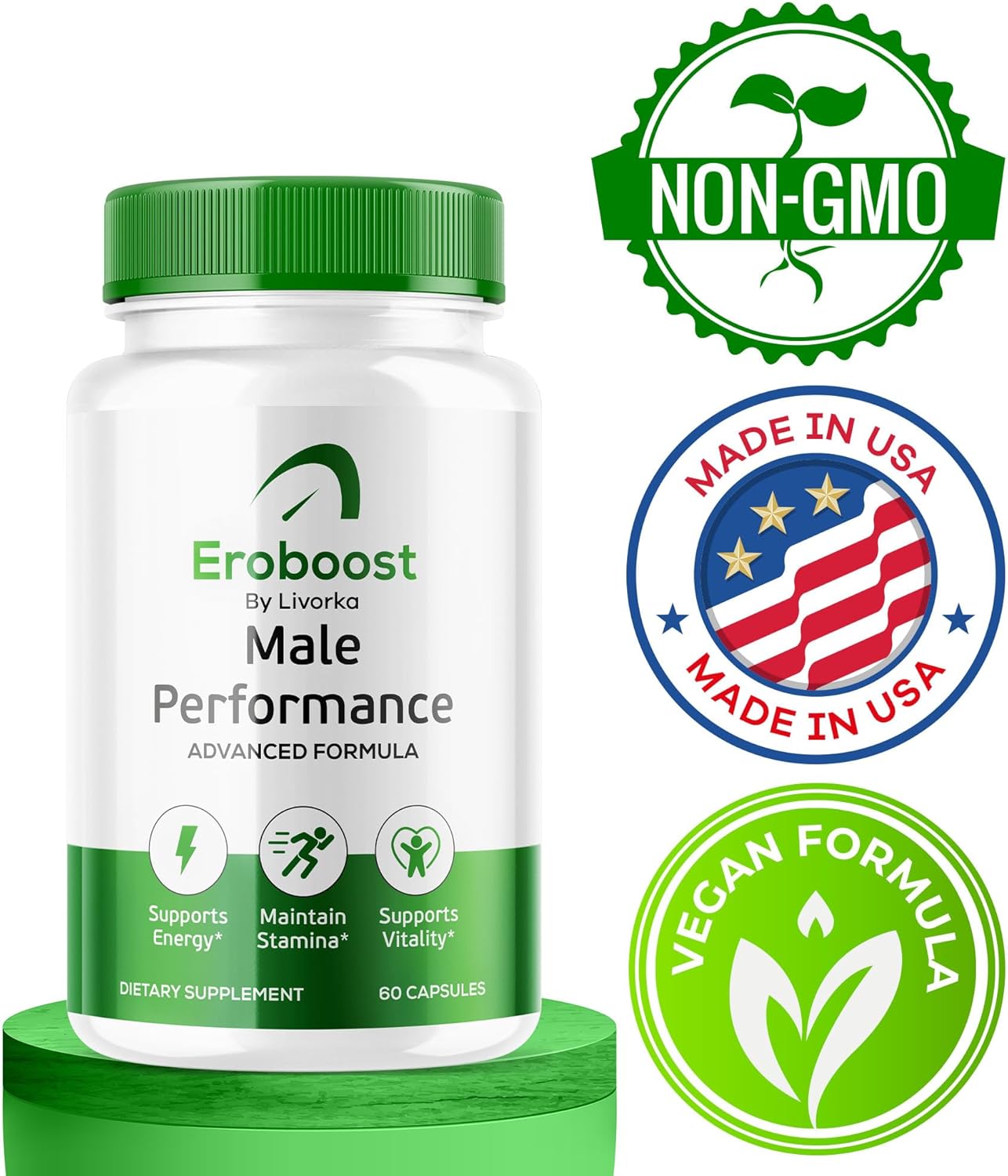 3 Pack LIVORKA EroBoost Supplement for Men - 180 Capsules for 3 Months - Official Ero Boost Pills, Advanced Formula
