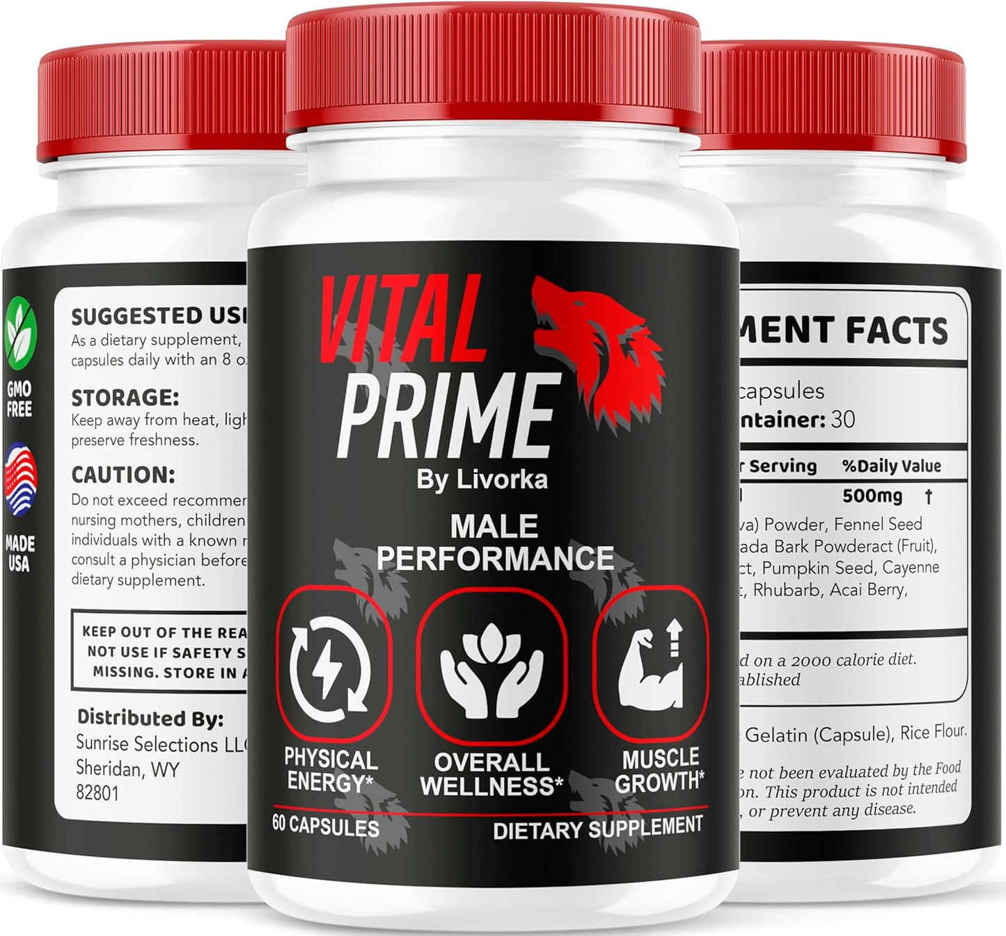 3 Pack LIVORKA Vital Prime for Men Capsules - Advanced Formula Supplement Support for 3 Months