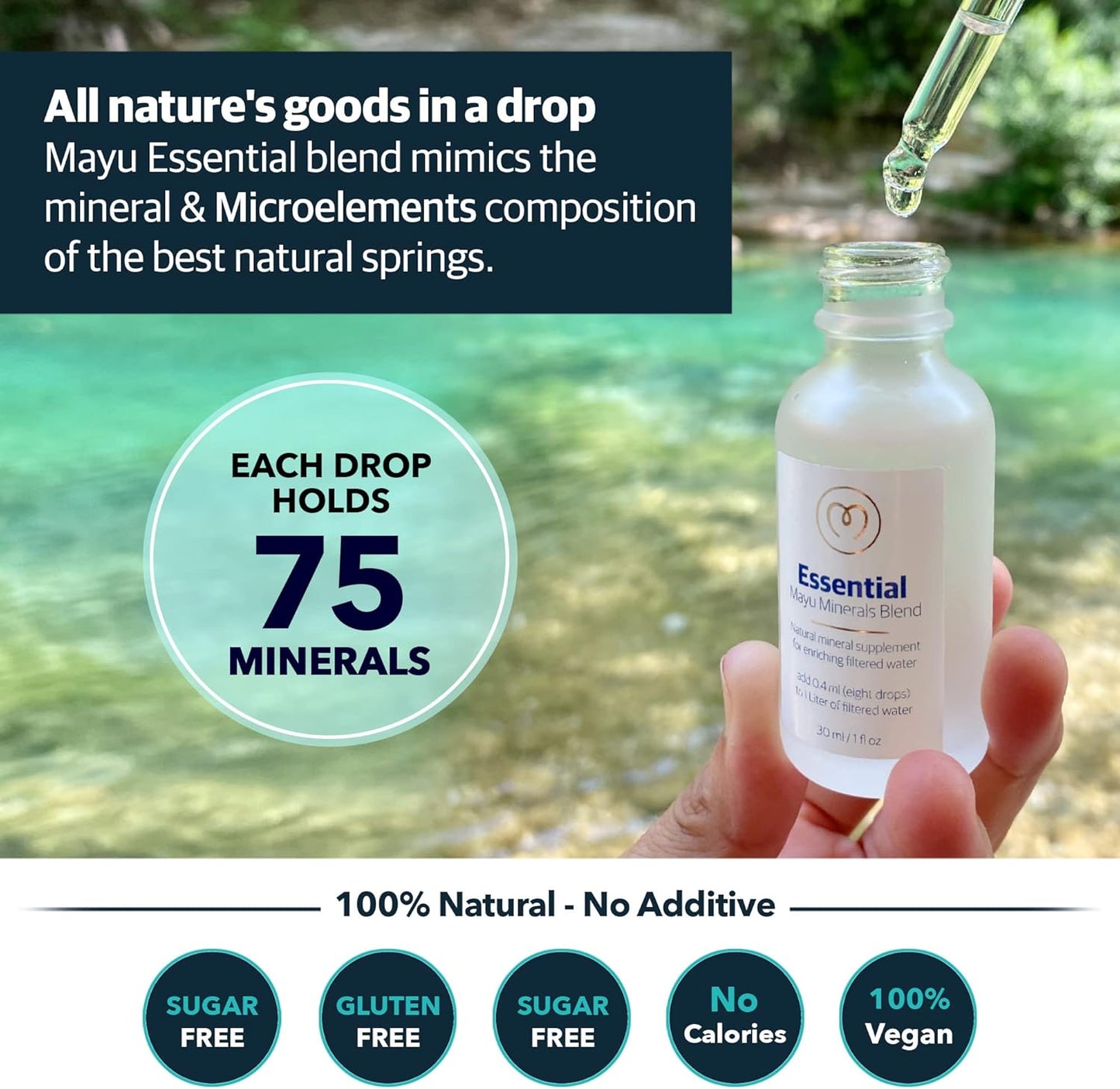 3-Pack mayu Trace Mineral Drops with Electrolyte Water Drops for Hydration and Mineral Replenishment