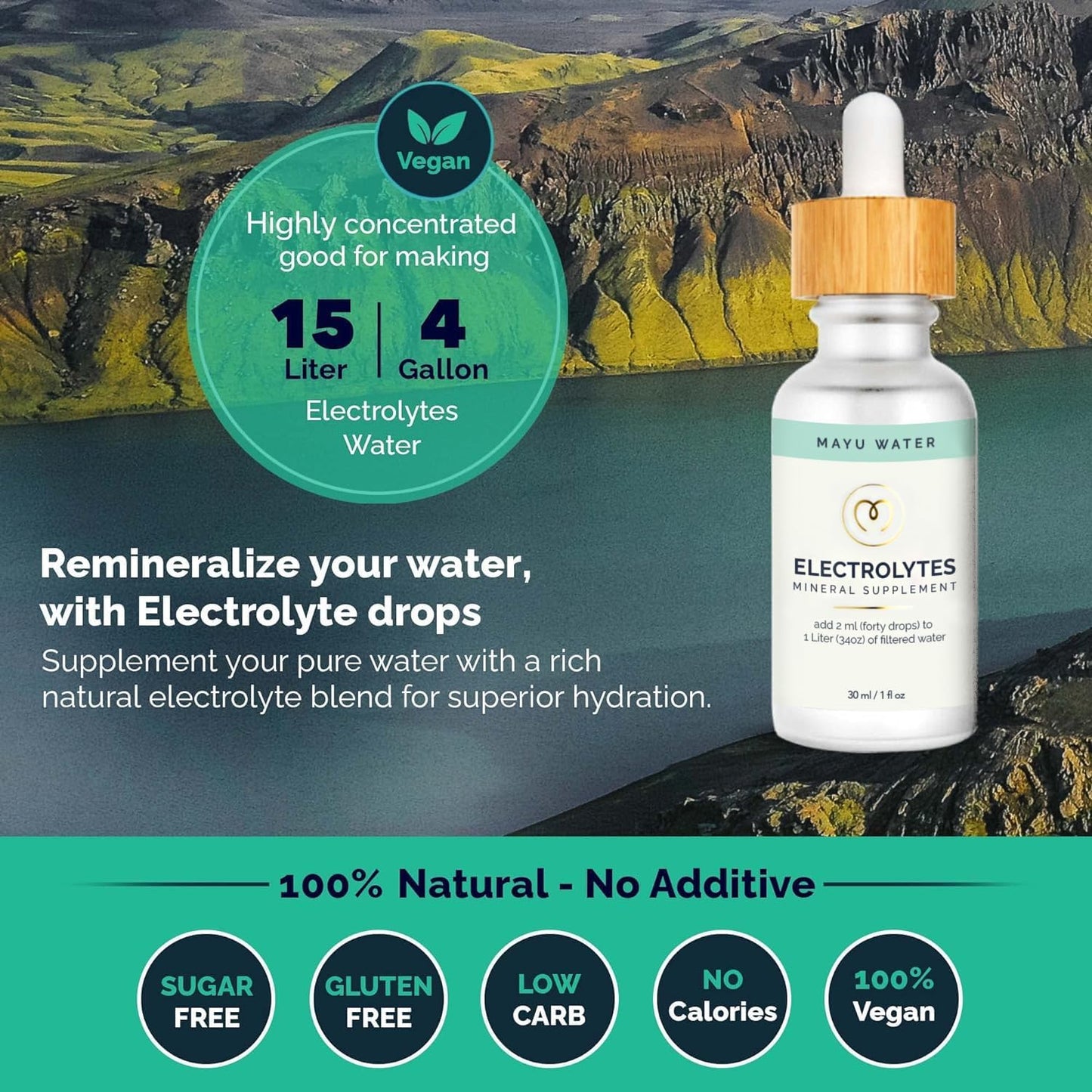 3-Pack mayu Trace Mineral Drops with Electrolyte Water Drops for Hydration and Mineral Replenishment