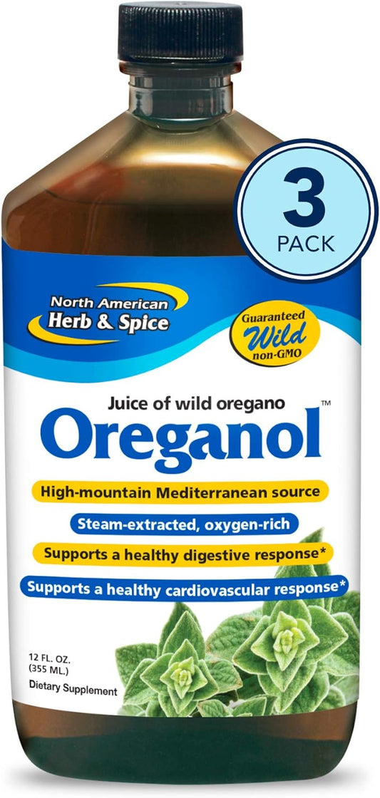 3 Pack North American Herb & Spice Oreganol P73 Juice 12 fl oz - Wild Oregano Oil for Heart, Digestive Health - Kidney, Pancreas, Liver Support - Non-GMO - 173 Servings