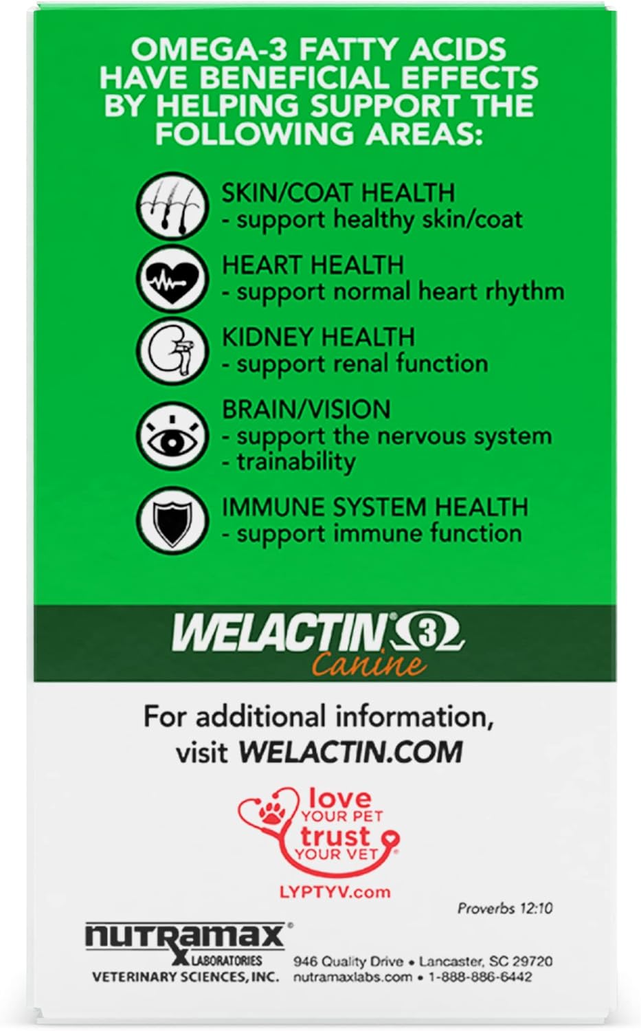 3 Pack Nutramax Welactin Omega-3 Fish Oil Skin & Coat Health Liquid Supplement for Dogs - 360 Softgels