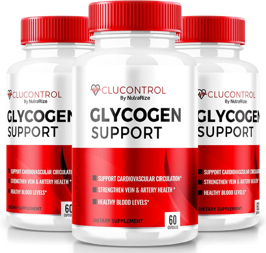 3 Pack NutraRize CluControl Glycogen Support Pills - All-Natural Blood Support Formula - Maintain Healthy Levels - Maximum Strength Supplement - Official Reviews - 180 Capsules