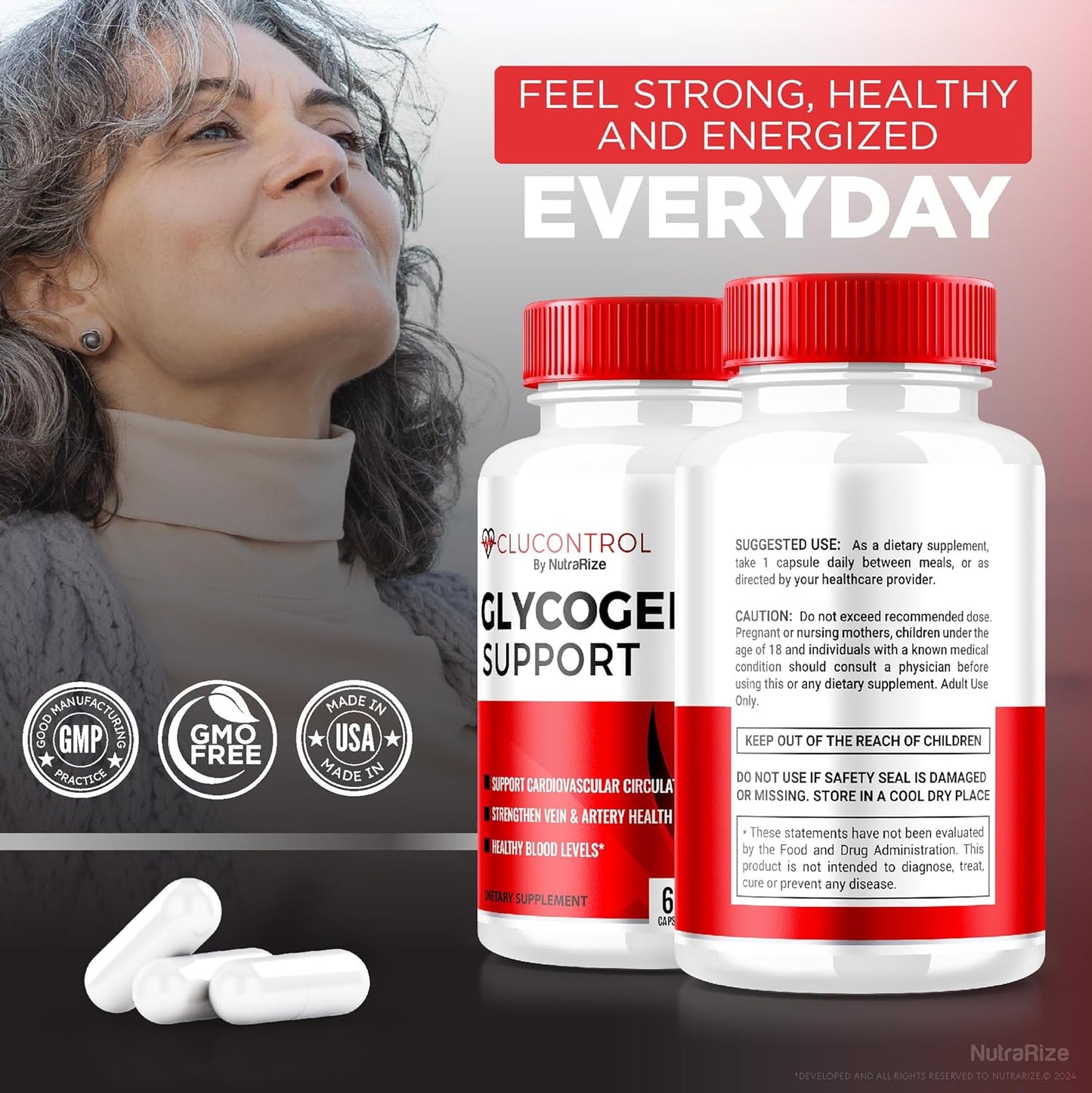 3 Pack NutraRize CluControl Glycogen Support Pills - All-Natural Blood Support Formula - Maintain Healthy Levels - Maximum Strength Supplement - Official Reviews - 180 Capsules