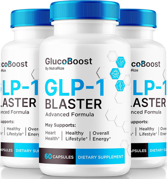 3 Pack NutraRize GlucoBoost Capsules - Official GLP-1 Booster for Stable Healthy Blood Sugar Levels - Natural Formula with Premium Blood Support Vitamins - 180 Capsules