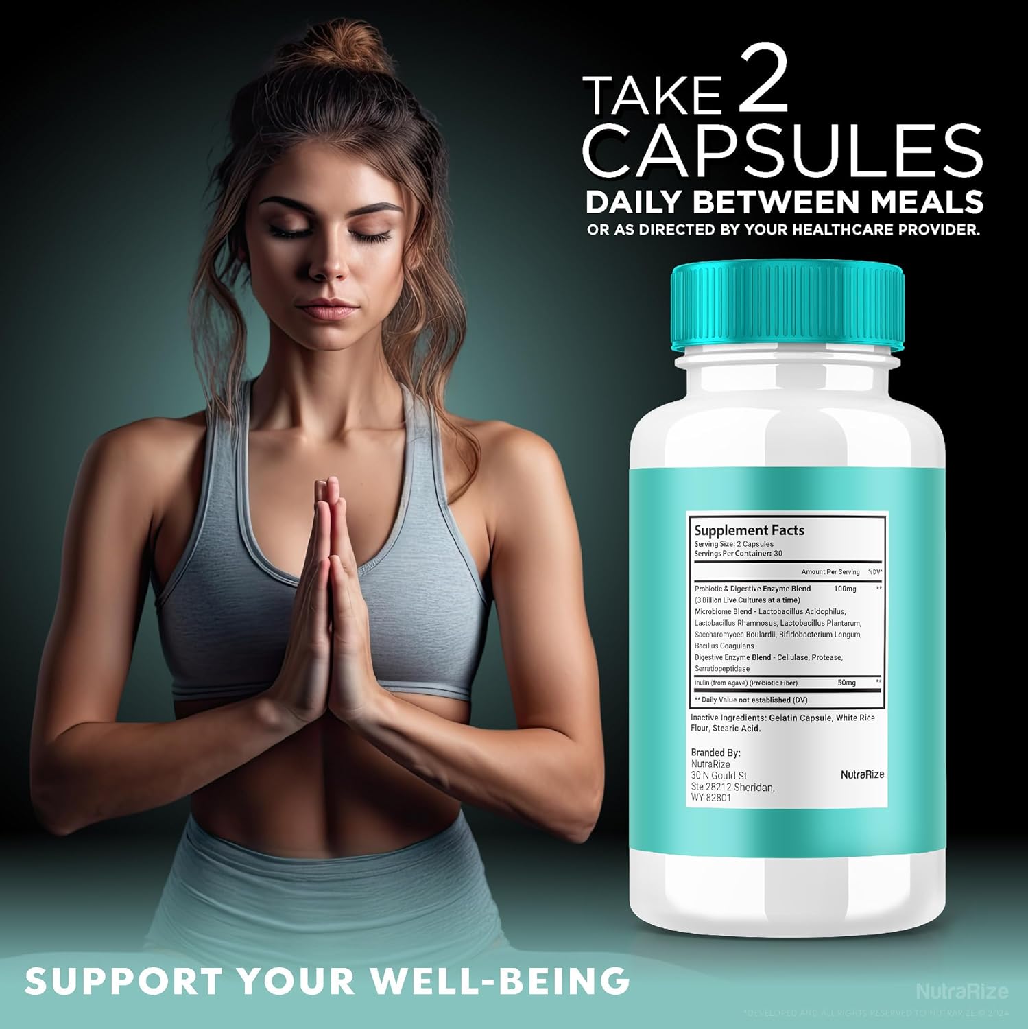 3 Pack NutraRize GutOptim Vitamin Capsules for Gut Health, All Natural Digestive Wellness Supplement - Extra Strength Formula with 180 Capsules