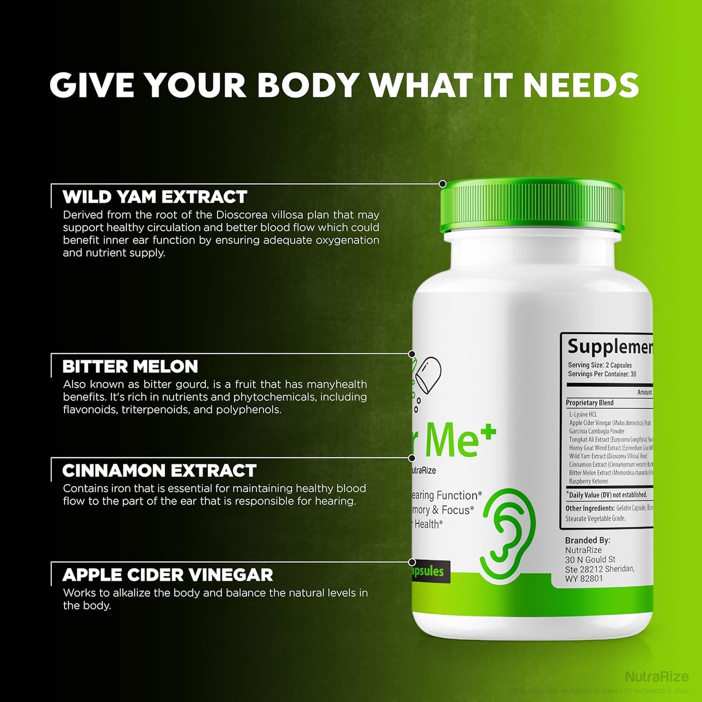 3 Pack NutraRize Hear Me Plus Capsules - Official Pills for Healthy Hearing - Premium Ear Health Formula - Natural Cleaner Support - 180 Capsules