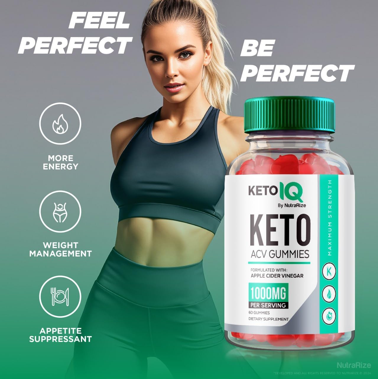 3-Pack NutraRize Keto IQ Keto ACV Gummies for Advanced Slimming Formula - 180 Gummies
