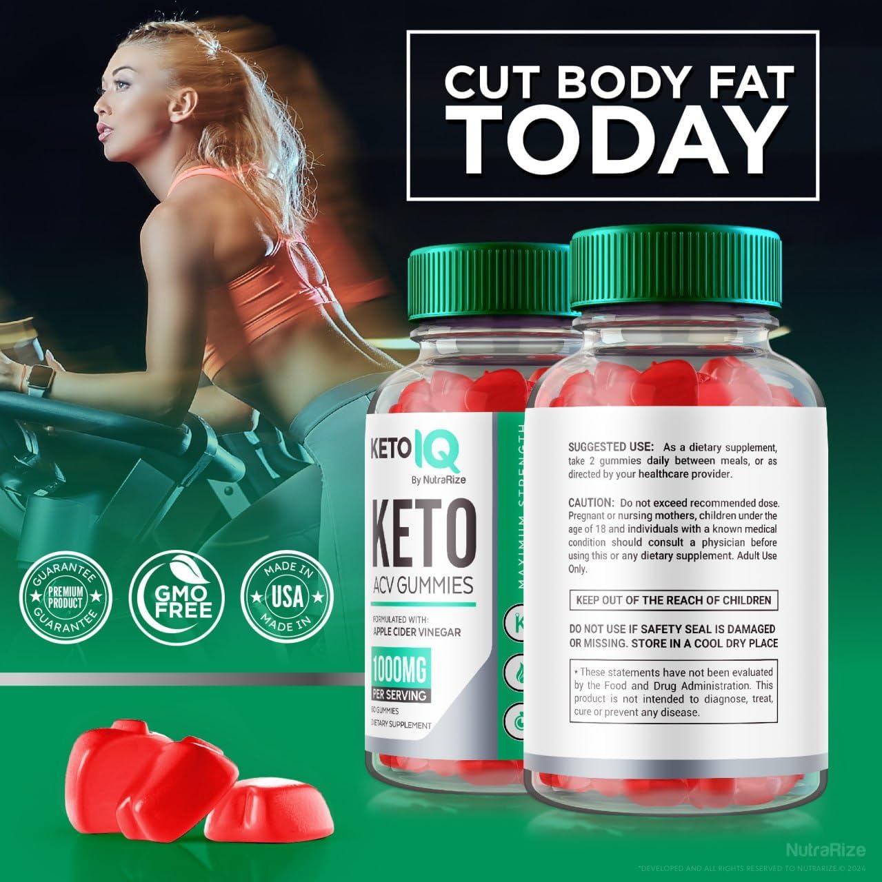 3-Pack NutraRize Keto IQ Keto ACV Gummies for Advanced Slimming Formula - 180 Gummies