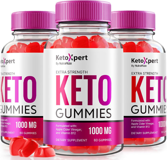 3-Pack NutraRize KetoXpert ACV Gummies - Advanced Formula with 1000MG Strength - Apple Cider Vinegar Supplement for Keto Diet - 180 Gummies