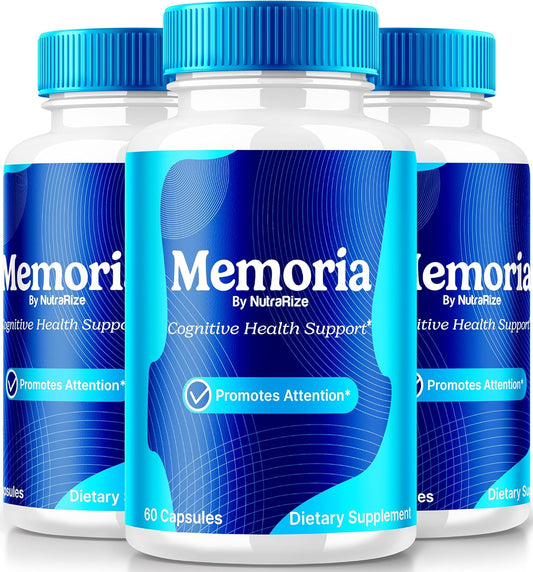 3-Pack NutraRize Memoria Capsules - Premium All Natural Supplement for Cognitive Health & Wellness - Boost Memory and Focus - Capsulas Reviews (180 Capsules)