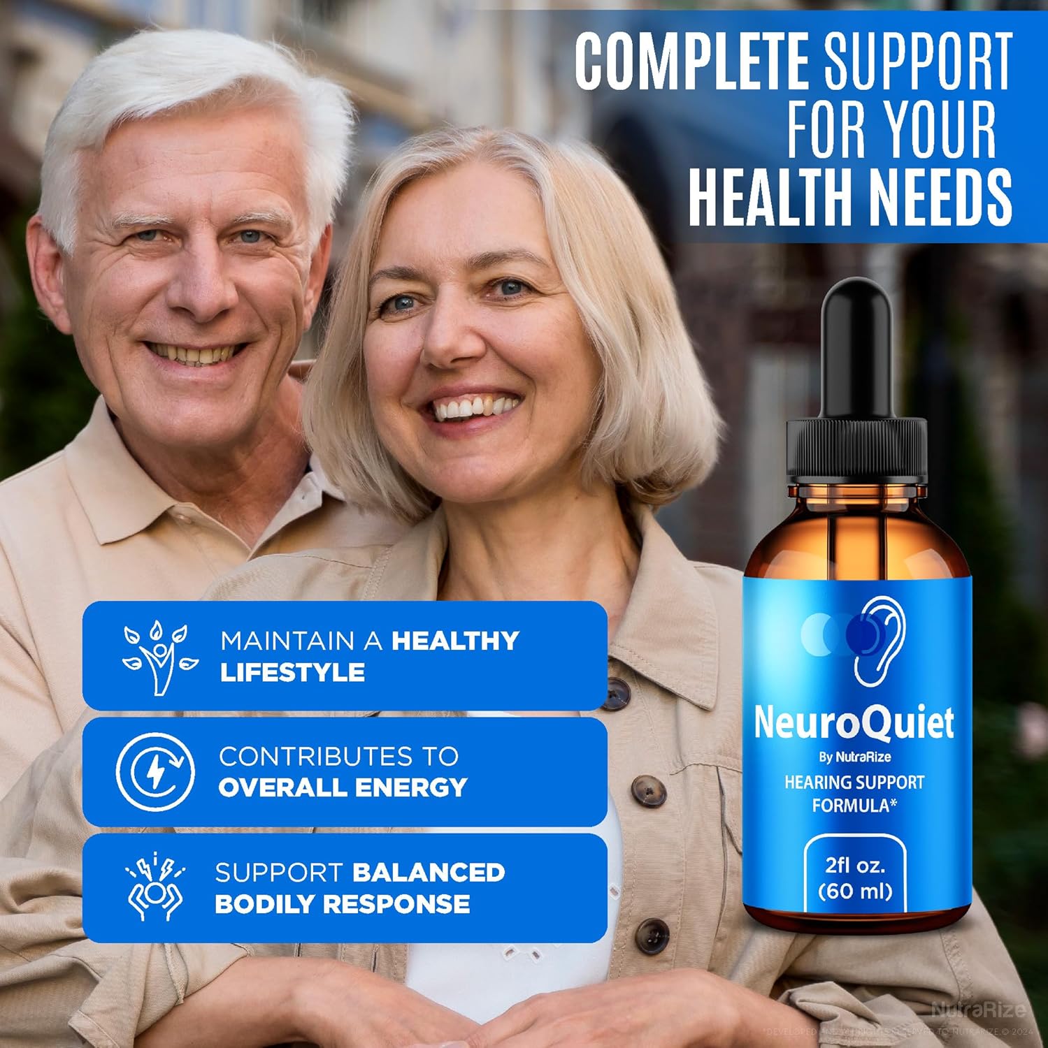 3 Pack NutraRize NeuroQuiet Drops - Cognitive Performance Support Formula for Auditory Health - All Natural Hearing Support Supplement (90 Servings)