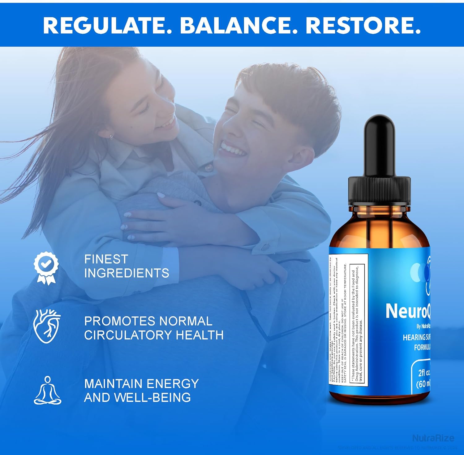 3 Pack NutraRize NeuroQuiet Drops - Cognitive Performance Support Formula for Auditory Health - All Natural Hearing Support Supplement (90 Servings)