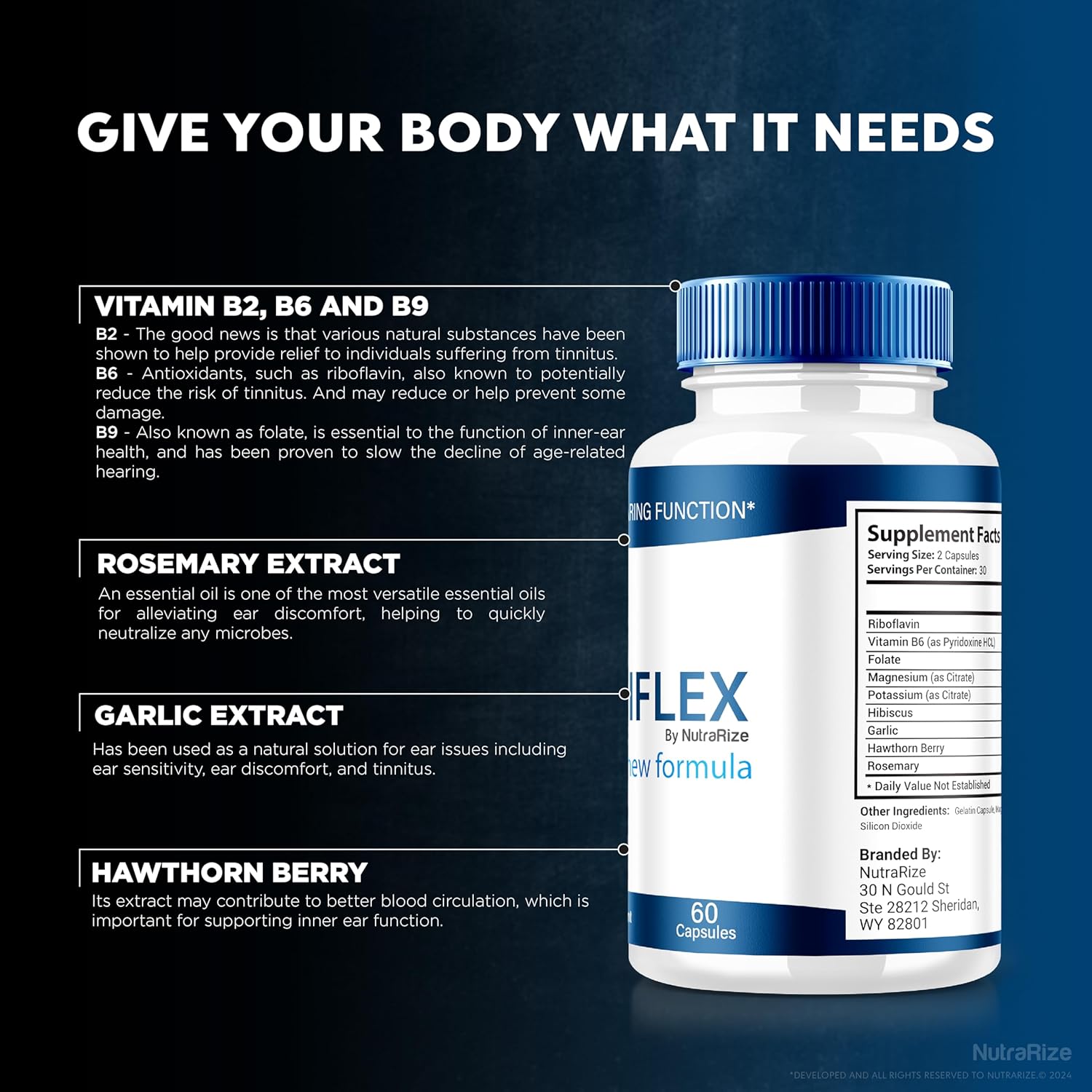 3 Pack NutraRize Odiflex Capsules - Premium All-Natural Ear Health Supplement for Inner Ear Protection - Official Hearing Support Pills - 180 Capsules