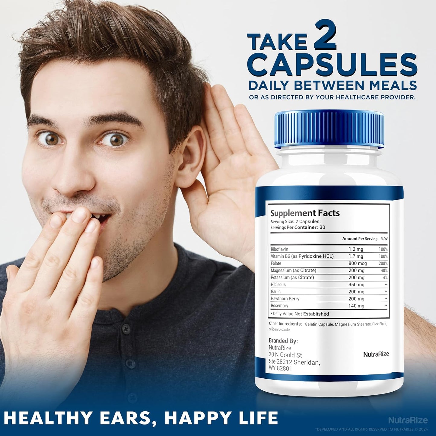 3 Pack NutraRize Odiflex Capsules - Premium All-Natural Ear Health Supplement for Inner Ear Protection - Official Hearing Support Pills - 180 Capsules