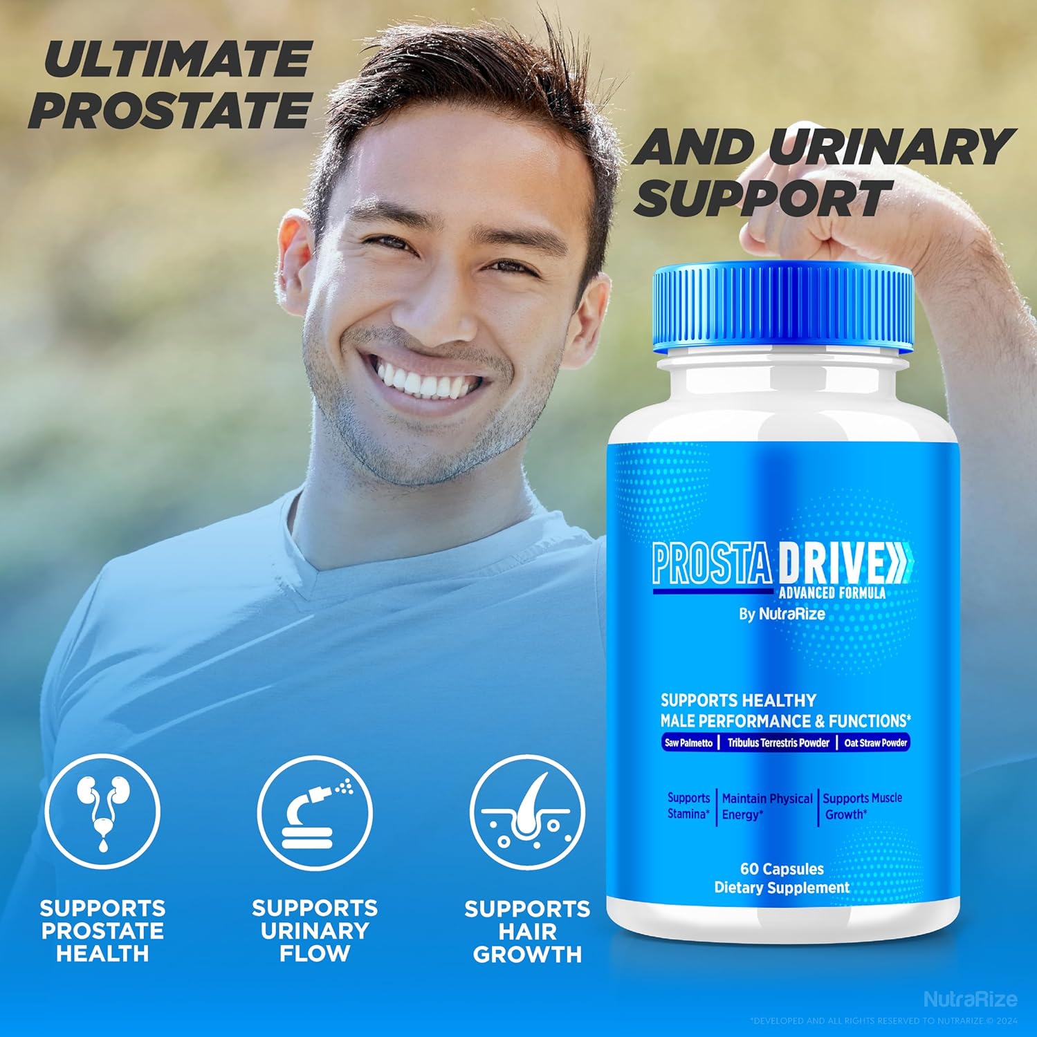 3 Pack NutraRize ProstaDrive Capsules - Official Prostate Drive Supplement for Prostate Health, Natural Formula for Energy & Well-Being, 180 Capsules