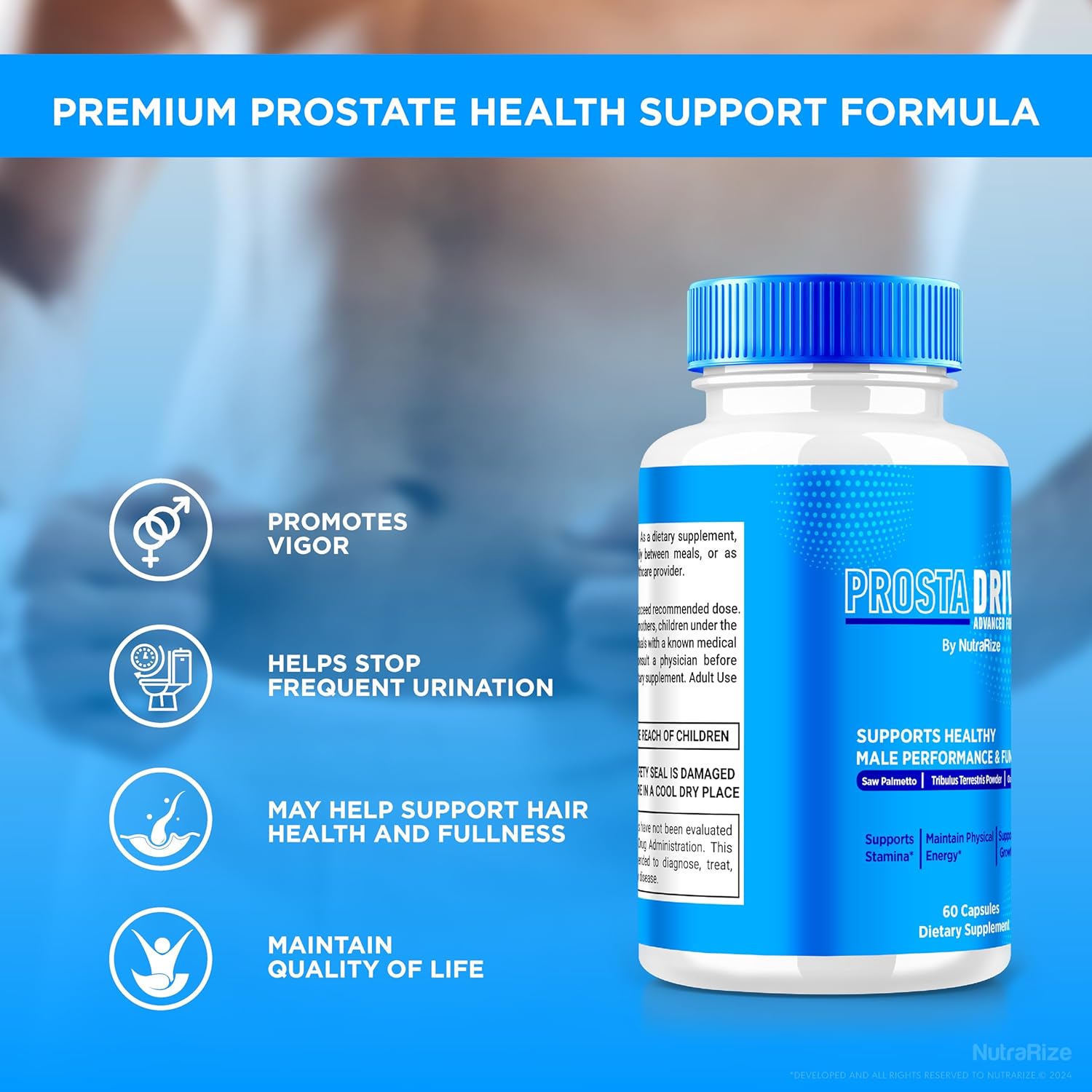 3 Pack NutraRize ProstaDrive Capsules - Official Prostate Drive Supplement for Prostate Health, Natural Formula for Energy & Well-Being, 180 Capsules