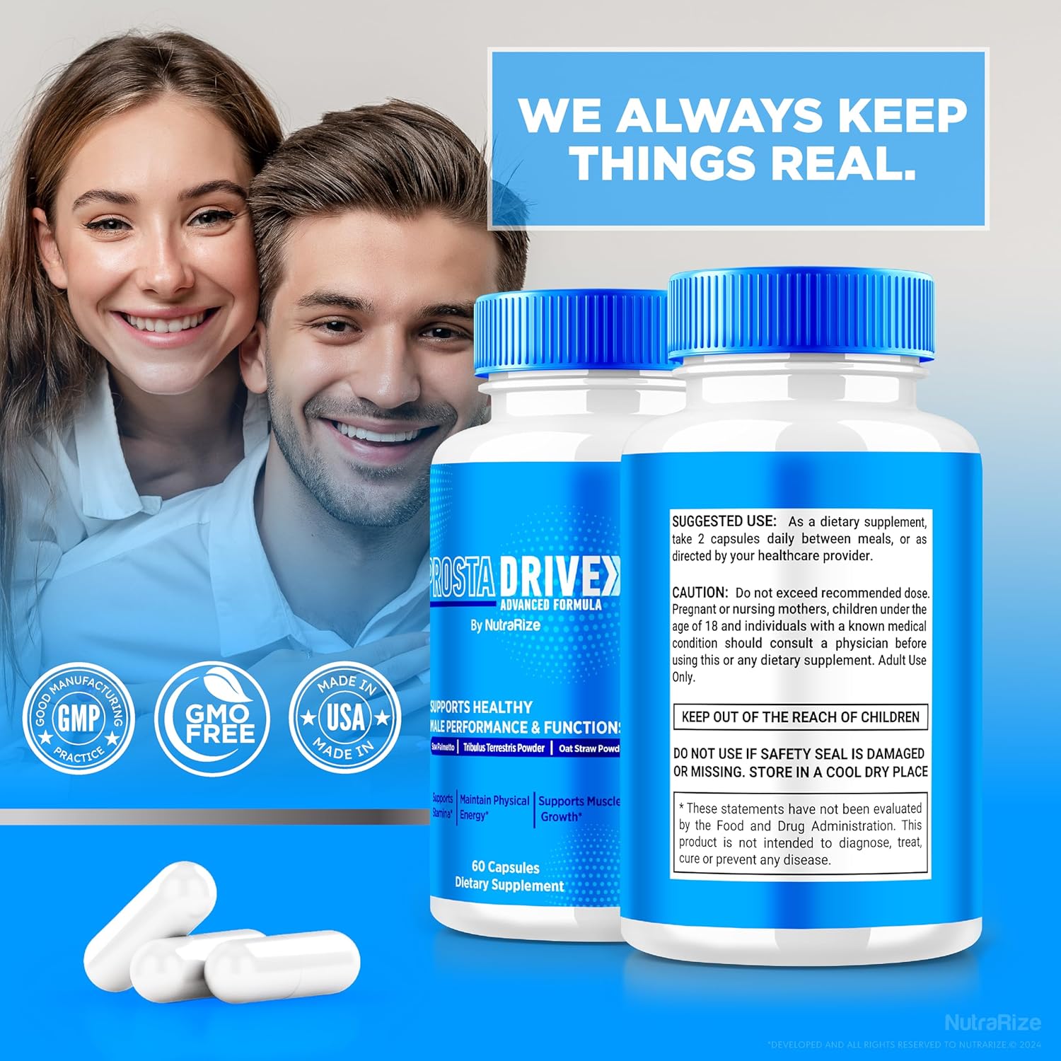 3 Pack NutraRize ProstaDrive Capsules - Official Prostate Drive Supplement for Prostate Health, Natural Formula for Energy & Well-Being, 180 Capsules