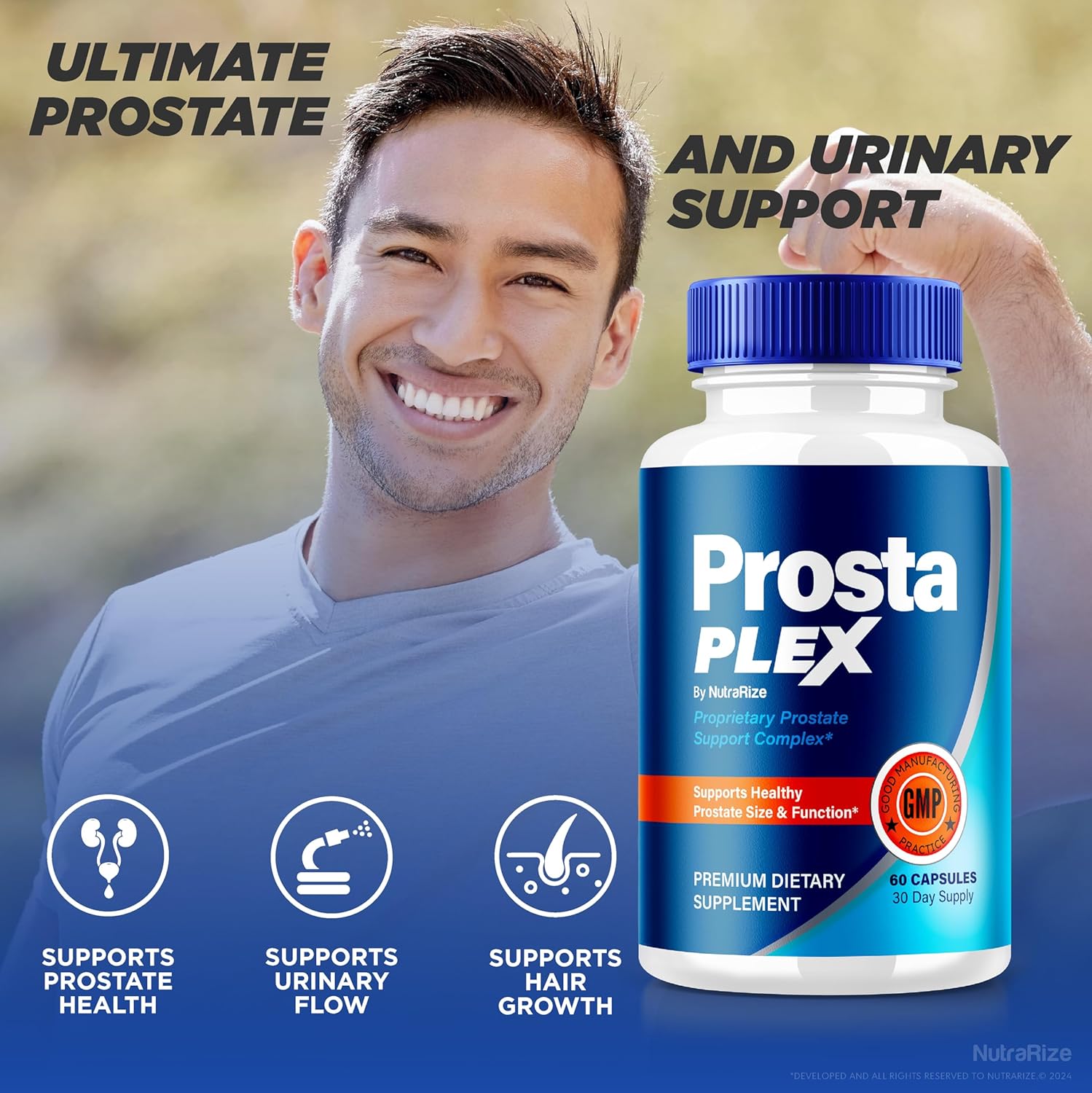 3 Pack NutraRize ProstaPlex: All Natural Prostate Health Supplement - Official Formula for Overall Wellness - 180 Capsules