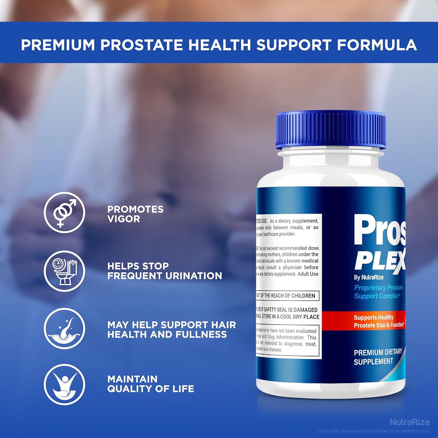 3 Pack NutraRize ProstaPlex: All Natural Prostate Health Supplement - Official Formula for Overall Wellness - 180 Capsules