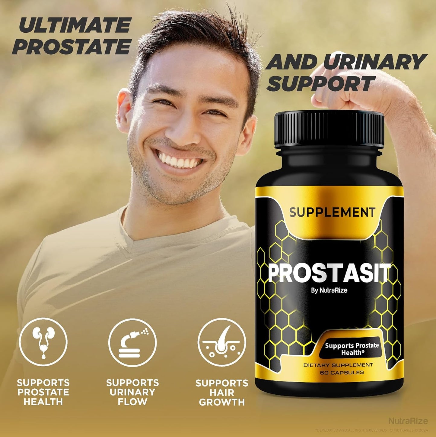 3 Pack NutraRize Prostasit Capsules - Natural Premium Formula for Prostate Health - Official Health Supplement - 180 Capsules
