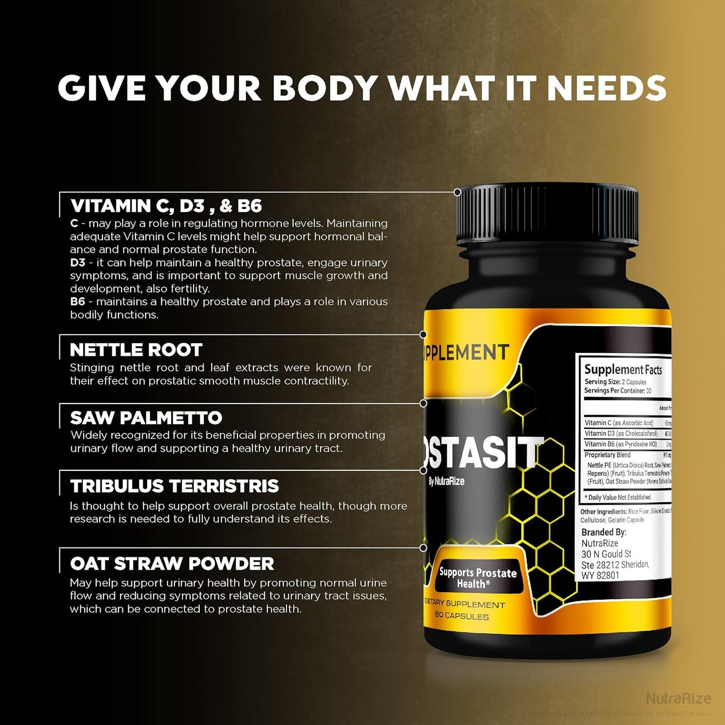 3 Pack NutraRize Prostasit Capsules - Natural Premium Formula for Prostate Health - Official Health Supplement - 180 Capsules