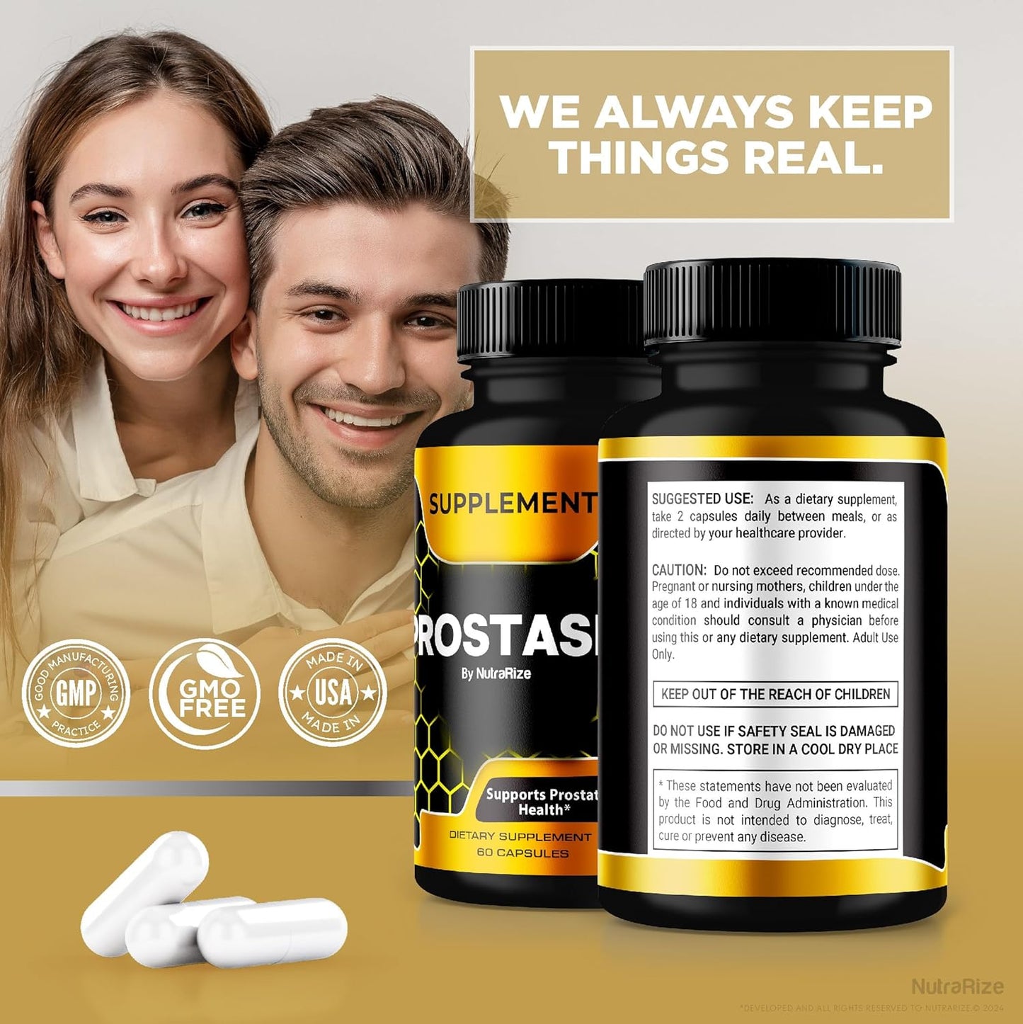 3 Pack NutraRize Prostasit Capsules - Natural Premium Formula for Prostate Health - Official Health Supplement - 180 Capsules