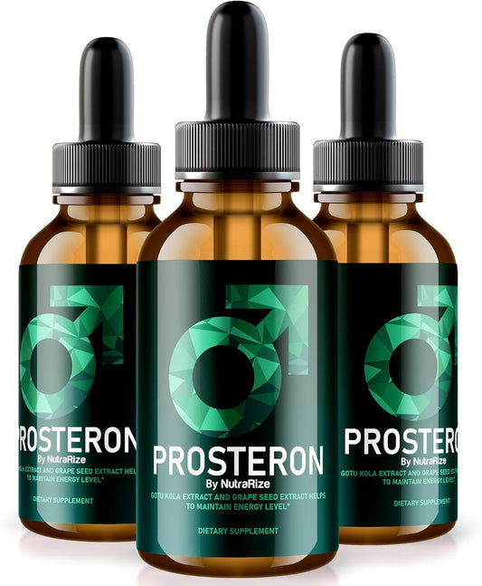 3-Pack NutraRize Prosteron Drops for Prostate Health - All-Natural Supplement with Premium Vitamins for Circulation Support - Official Formula Reviews (90 Servings)