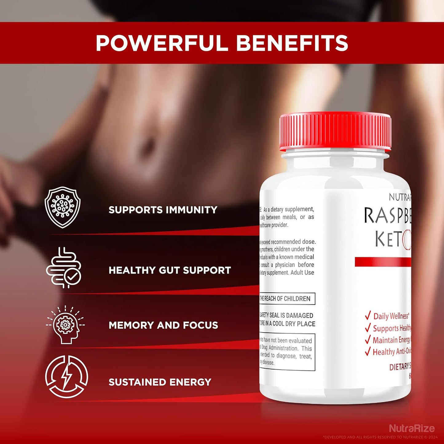 3 Pack NutraRize Raspberry Ketone Capsules - Official Weight Loss Supplement with 1200MG All-Natural Keto Formula for Body and Fitness Goals - 180 Capsules, Reviews Included