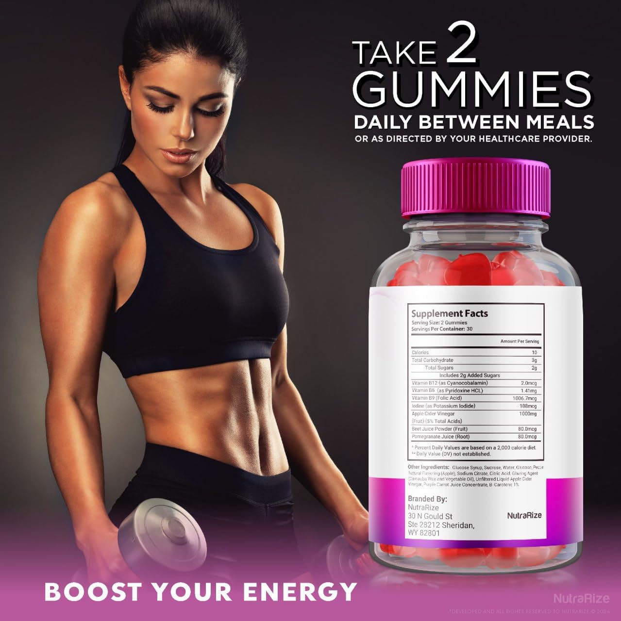 3-Pack NutraRize Ripped Results Keto+ACV Gummies for Advanced Weight Loss - 180 Gummies