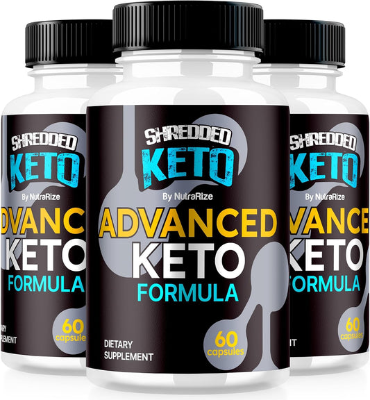 3 Pack NutraRize Shredded Keto Pills: Premium Weight Loss Capsules, All Natural Supplement for Fitness Goals - Official ShreddedKeto Reviews (180 Capsules)