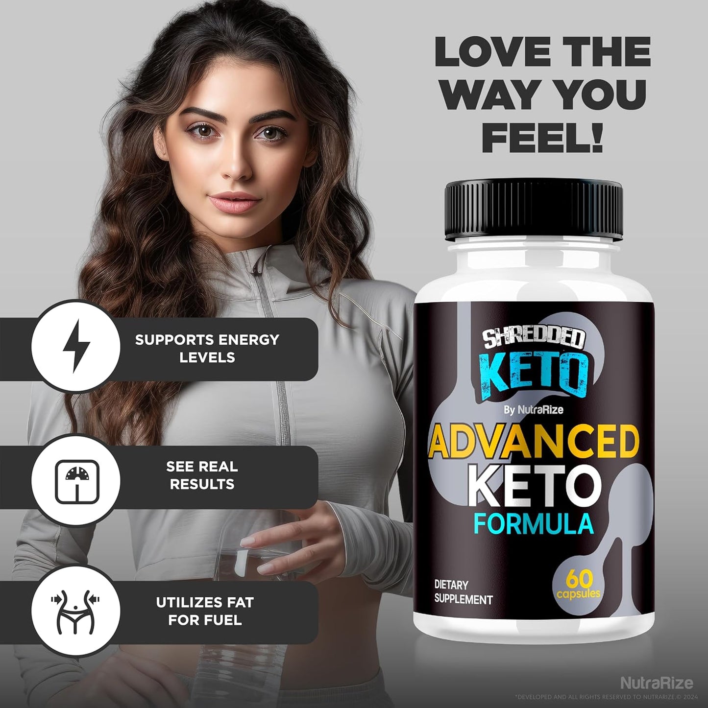 3 Pack NutraRize Shredded Keto Pills: Premium Weight Loss Capsules, All Natural Supplement for Fitness Goals - Official ShreddedKeto Reviews (180 Capsules)
