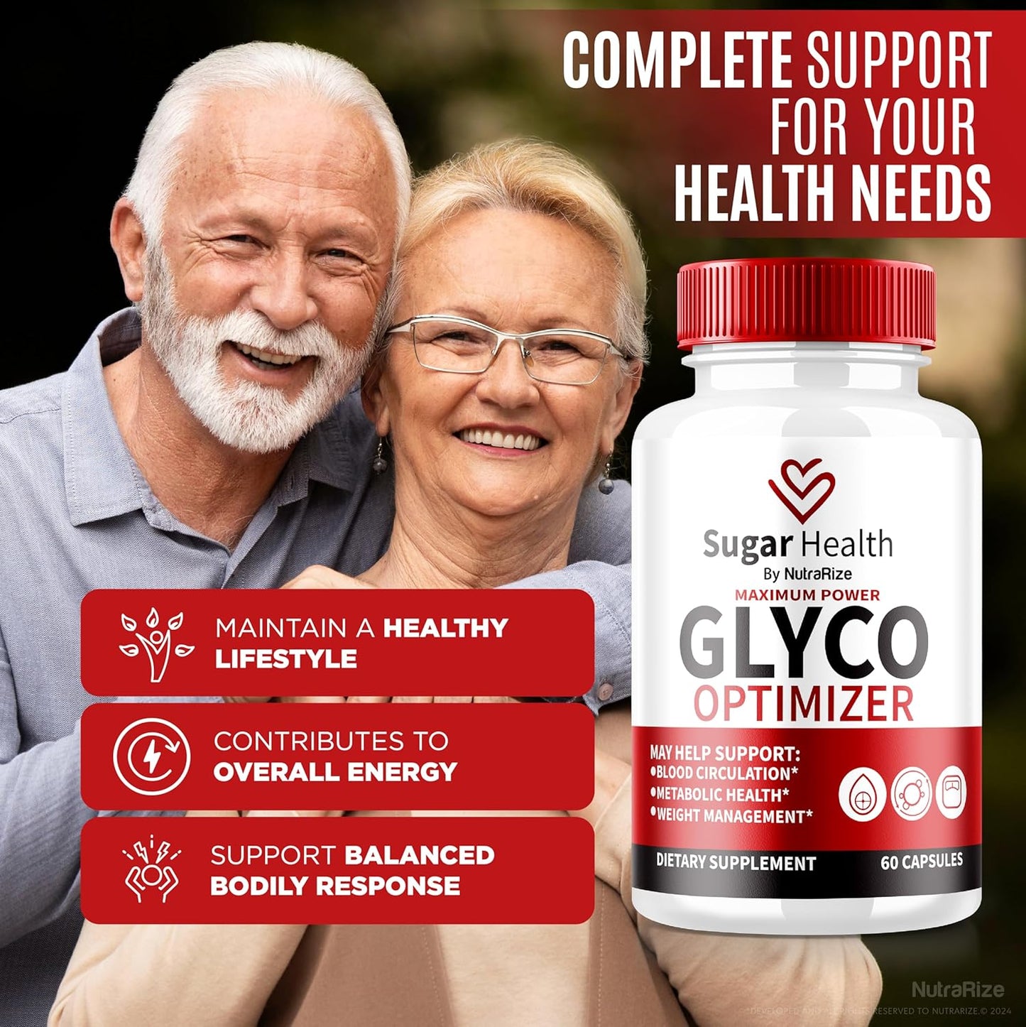 3 Pack NutraRize Sugar Health Glyco Optimizer Capsules - Premium Blood Formula for Healthy Levels - All Natural Supplement for Overall Wellness - Official SugarHealth Reviews - 180 Capsules