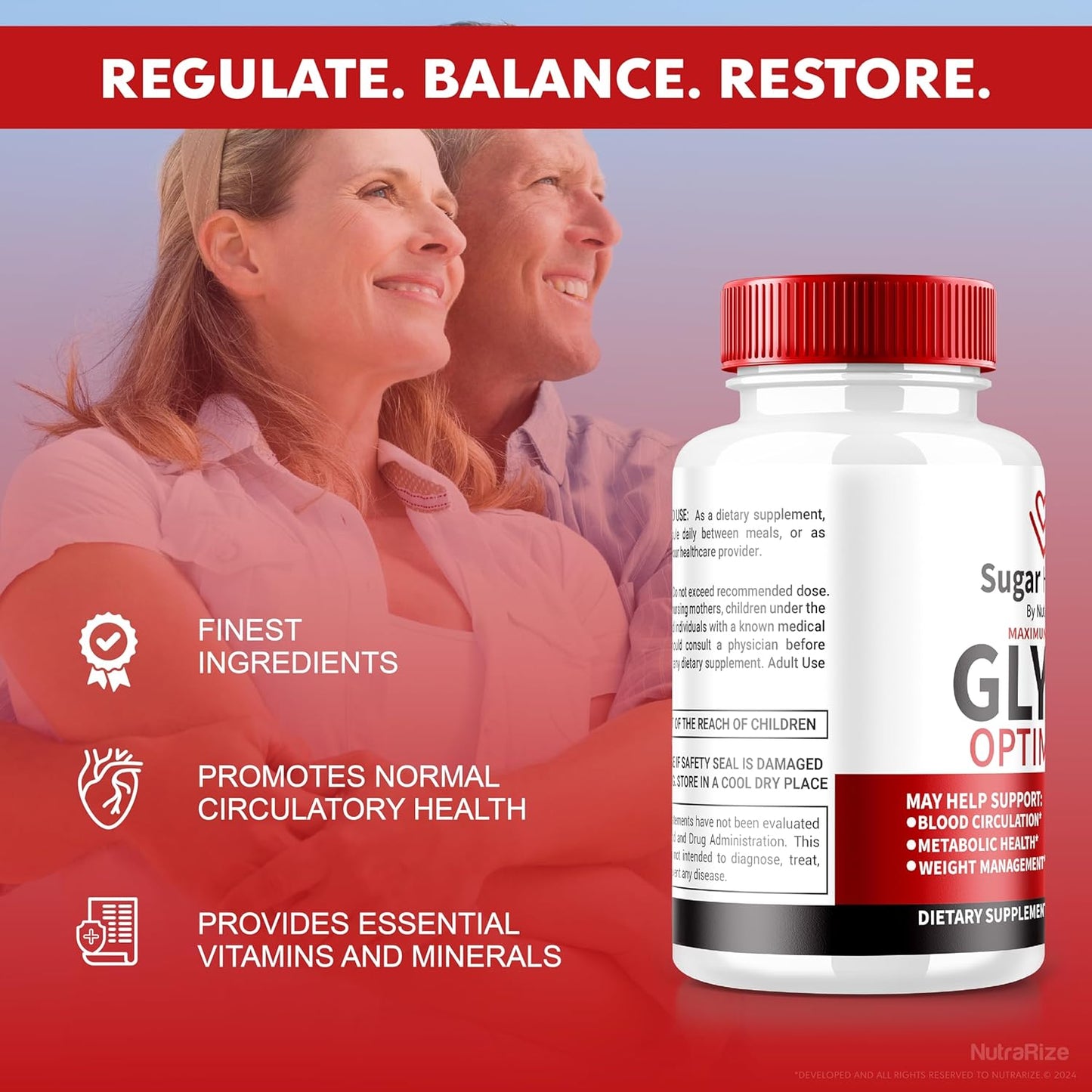3 Pack NutraRize Sugar Health Glyco Optimizer Capsules - Premium Blood Formula for Healthy Levels - All Natural Supplement for Overall Wellness - Official SugarHealth Reviews - 180 Capsules