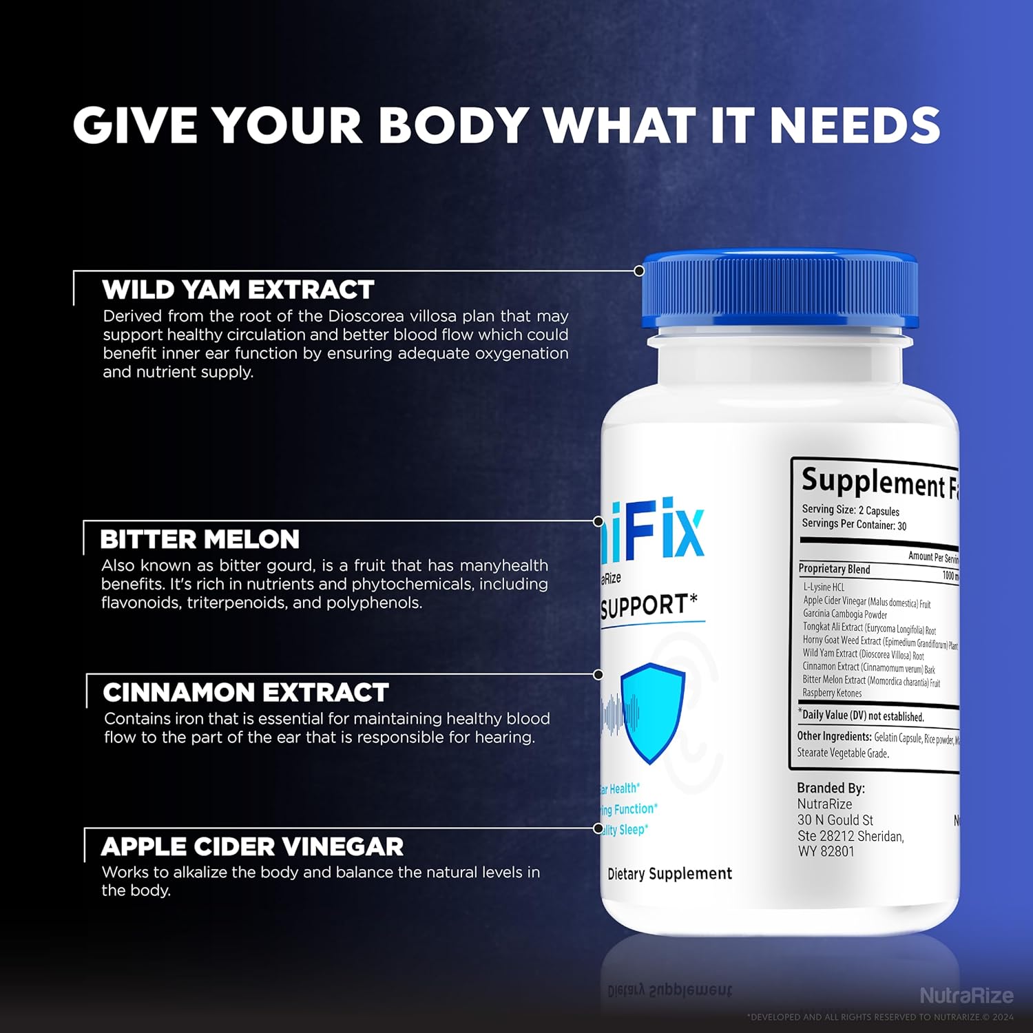 3 Pack NutraRize Tinnifix Capsules - Advanced Formula for Healthy Hearing, All Natural Ear Health Support (180 Capsules)