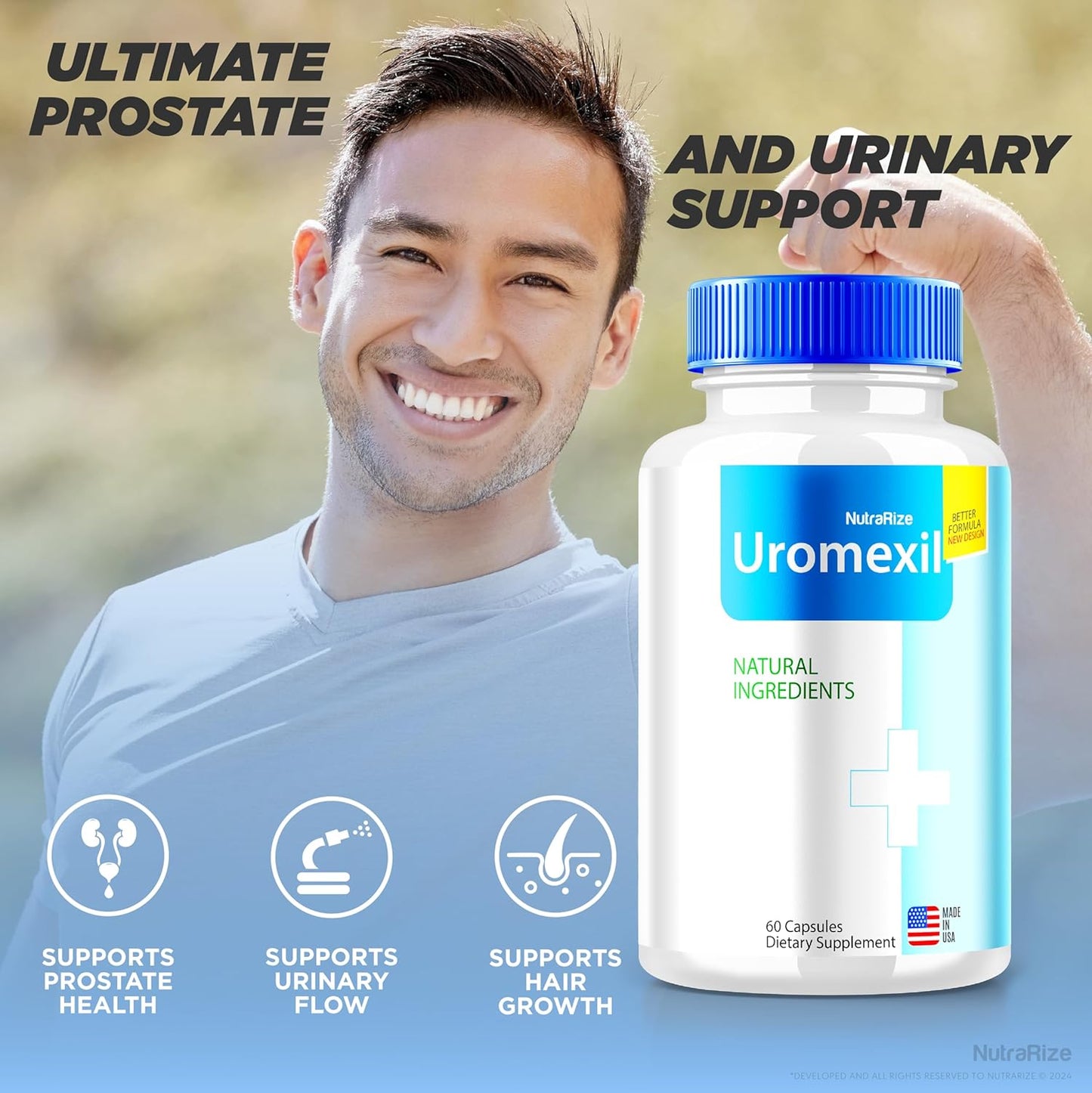 3 Pack NutraRize Uromexil Capsules - Premium Formula for Prostate Health Support - All-Natural Supplement for Overall Health - Uromexil Forte Reviews (180 Capsules)