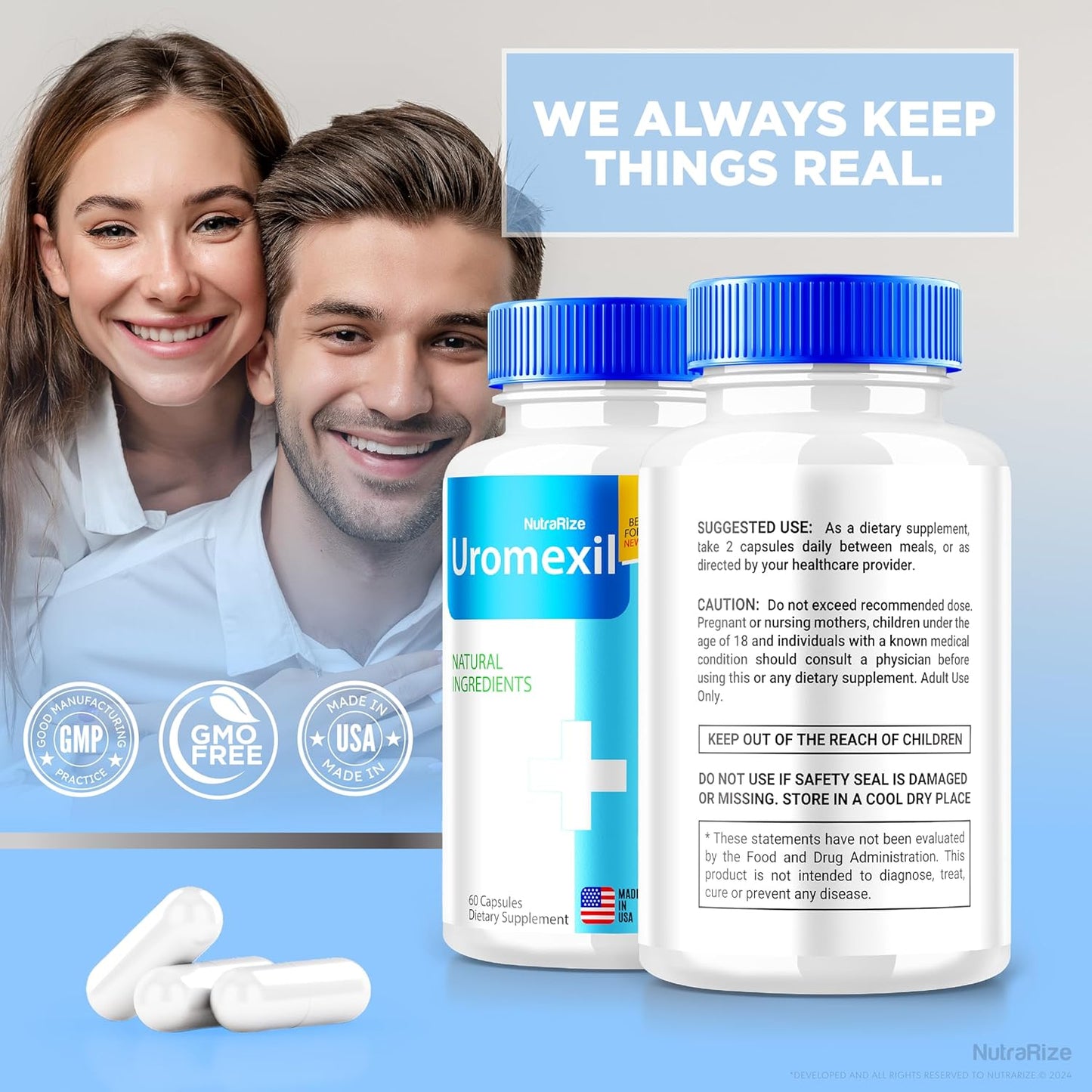 3 Pack NutraRize Uromexil Capsules - Premium Formula for Prostate Health Support - All-Natural Supplement for Overall Health - Uromexil Forte Reviews (180 Capsules)