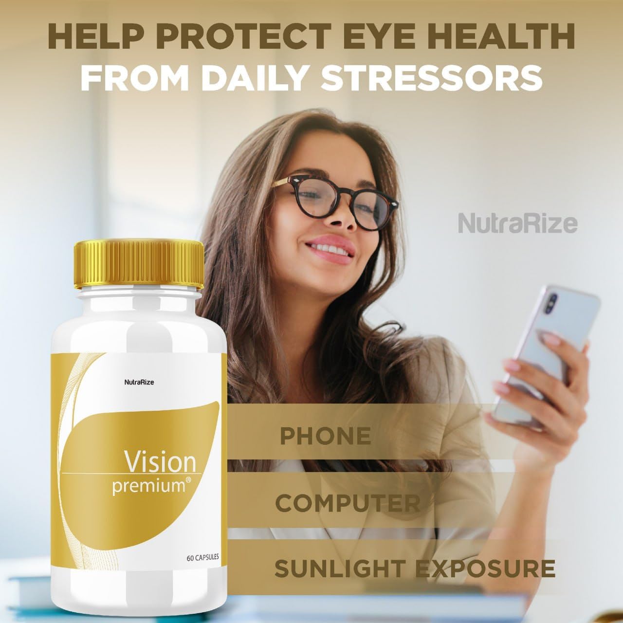 3 Pack NutraRize Vision Premium Eye Support Supplement - Improve Concentration, Focus, & Healthy Eyes - All-Natural Pills - 180 Capsules