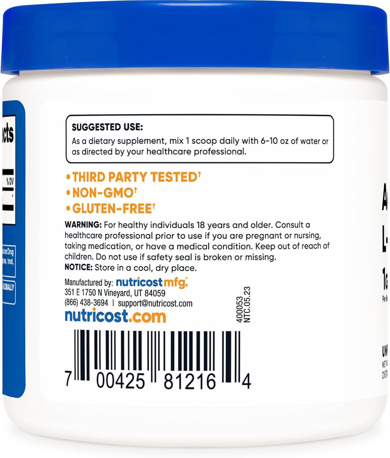 3 Pack Nutricost Acetyl L-Carnitine (ALCAR) Powder - 1000mg Per Serving - 100 Servings Each - Pure & Non-GMO - Gluten Free - 100g