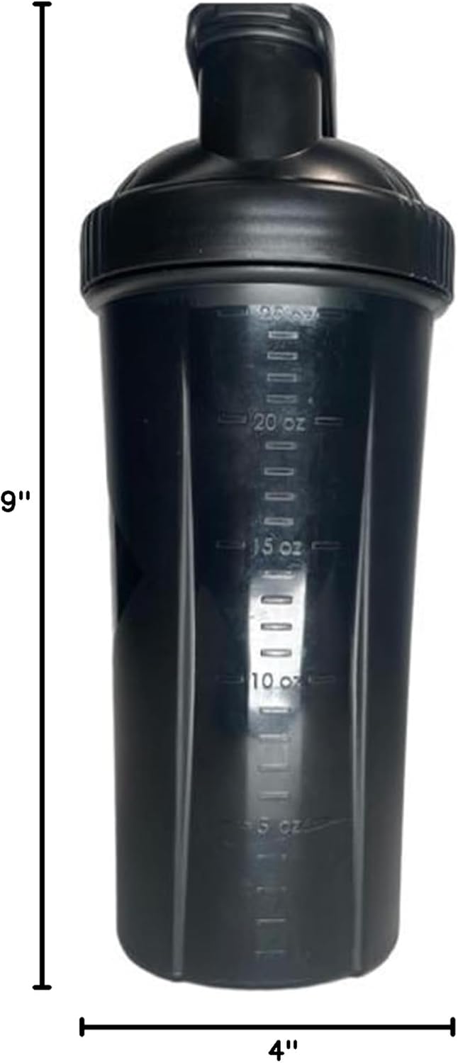 3-Pack of 28-Ounce Black Shaker Bottles for Protein Shakes, Pre Workout, and Supplements with Plastic Whisk