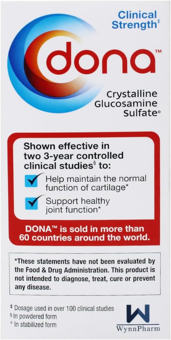 3 Pack of DONA Crystalline Glucosamine Sulfate Caplets - 180 Capsules in Total