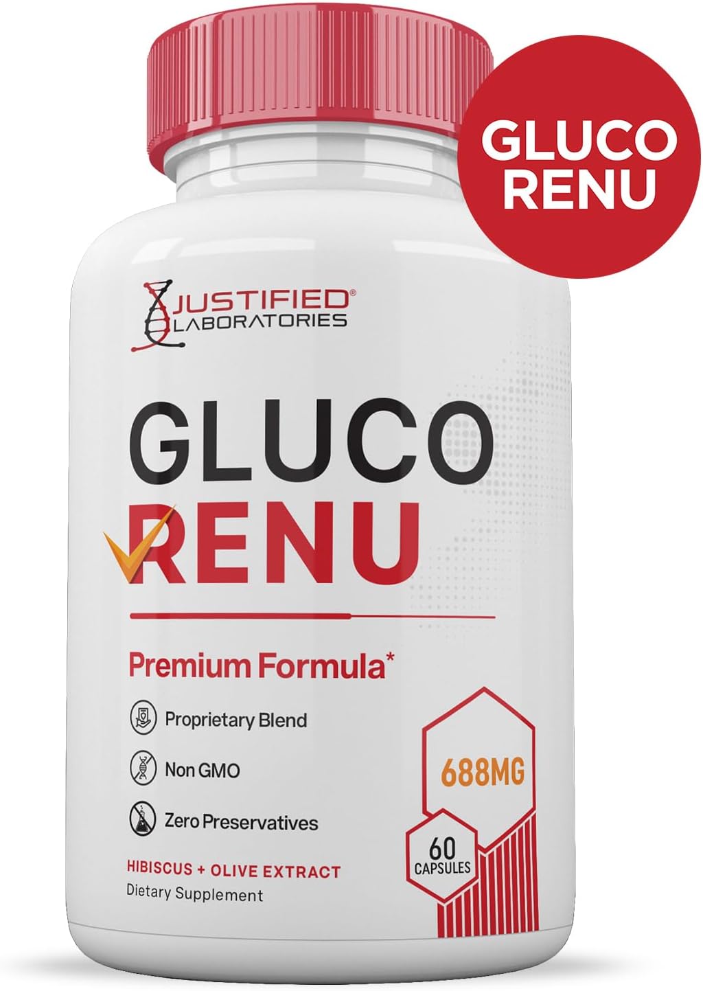 3 Pack of Gluco Renu Glycogen Support Pills with Premium Formula - 180 Capsules - Justified Laboratories Sugar Balance Supplement