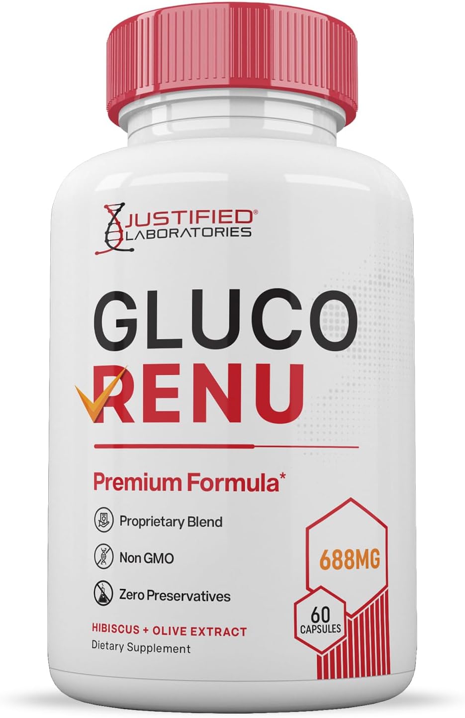 3 Pack of Gluco Renu Glycogen Support Pills with Premium Formula - 180 Capsules - Justified Laboratories Sugar Balance Supplement