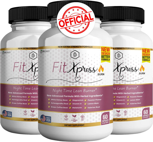 3-Pack of GREENVIFY FitXpress Burner: Powerful Anabolic Recovery Formula with Natural Sleep Aid, Magnesium, and Ashwagandha