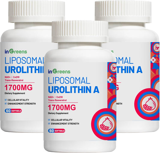 3-Pack of inGreens Urolithin A Supplement 1700mg for Enhanced Wellness