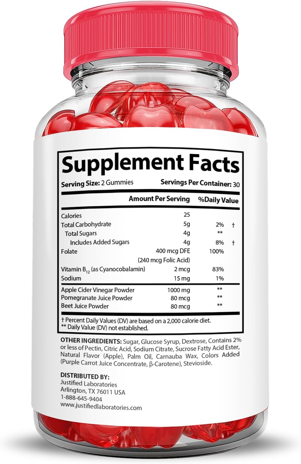 3 Pack of Justified Laboratories Simpli Health Keto ACV Gummies 1000MG - Ketonature Apple Cider Vinegar with Pomegranate Beet Juice Powder - B12 Vegan Non GMO - 180 Gummys