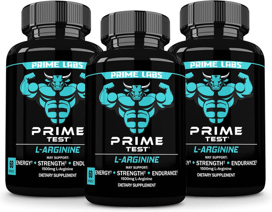 3 Pack of L-Arginine Nitric Oxide Supplement - 1500mg for Boosting Blood Flow, Energy, Strength, and Endurance
