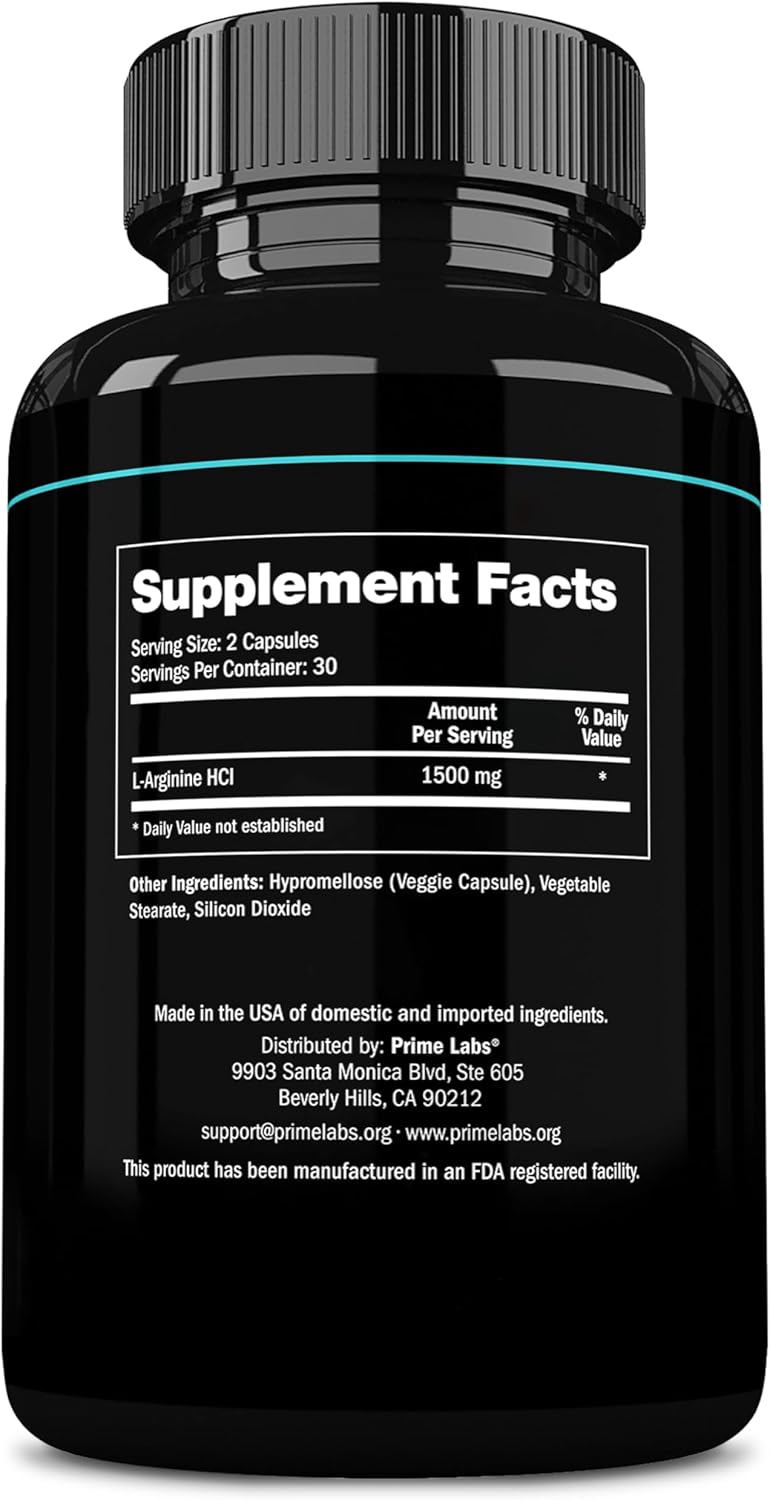 3 Pack of L-Arginine Nitric Oxide Supplement - 1500mg for Boosting Blood Flow, Energy, Strength, and Endurance
